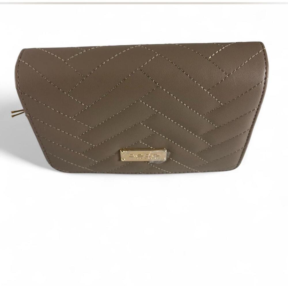 Bebe Sophia Crossbody Bag Small  Taupe Quilted Faux Leather Gold Chain NWT